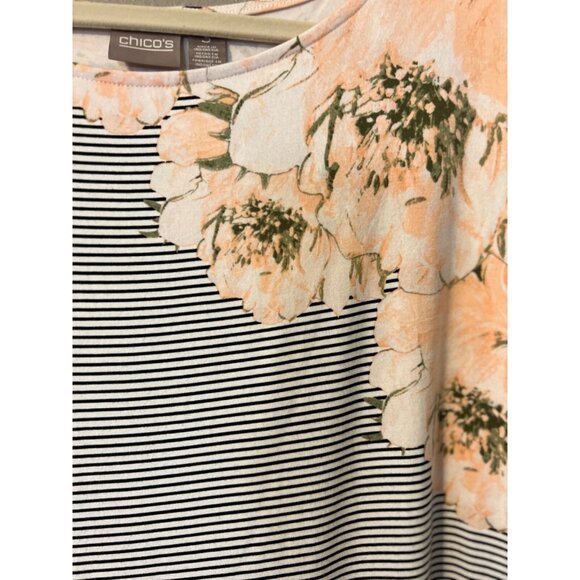 Chicos Shift Dress 3 XL Pink Black White Stretch Short Sleeve Casual Washable - Picture 2 of 8